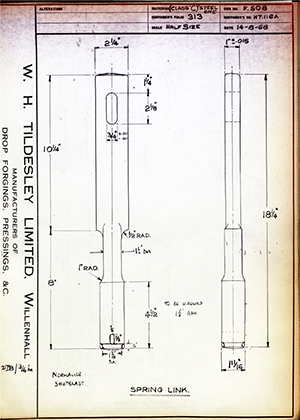 Armstrong Stevens & Son HT.116A Spring Link WH Tildesley Forging Technical Drawing