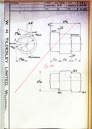 Armstrong Stevens & Son K6449  WH Tildesley Forging Technical Drawing