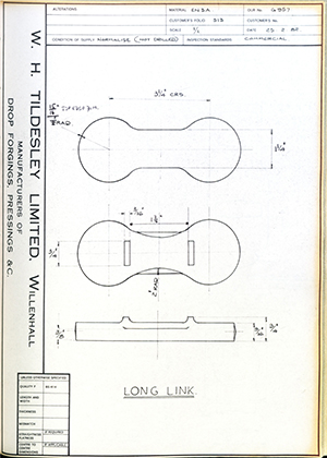 Armstrong Stevens & Son  Long Link WH Tildesley Forging Technical Drawing