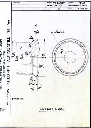 Armstrong Stevens & Son MF629 Pressure Block WH Tildesley Forging Technical Drawing