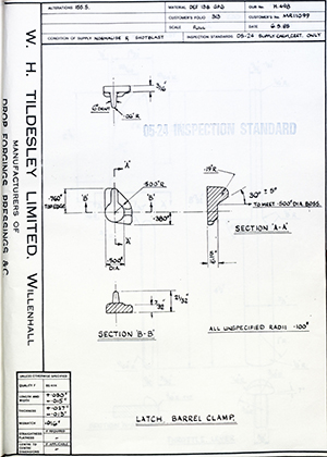 Armstrong Stevens & Son MR11099 Latch Barrel Clamp WH Tildesley Forging Technical Drawing