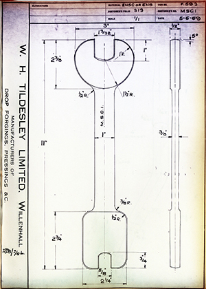 Armstrong Stevens & Son MSC1 Spanner WH Tildesley Forging Technical Drawing