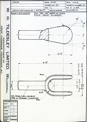 Armstrong Stevens & Son N14885-00  WH Tildesley Forging Technical Drawing