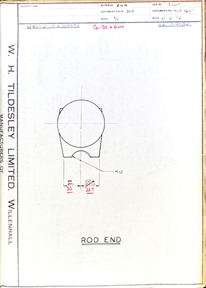 Armstrong Stevens & Son NLK1537 Rod End WH Tildesley Forging Technical Drawing