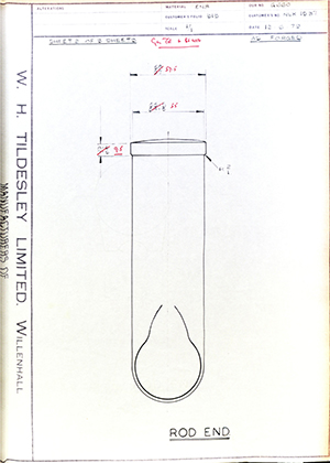 Armstrong Stevens & Son NLK1537 Rod End WH Tildesley Forging Technical Drawing