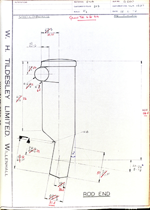 Armstrong Stevens & Son NLK1537 Rod End WH Tildesley Forging Technical Drawing