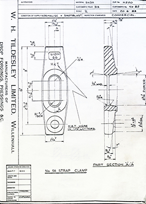 Armstrong Stevens & Son No80 No56 Strap Clamp WH Tildesley Forging Technical Drawing