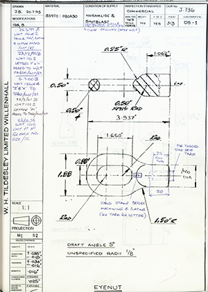 Armstrong Stevens & Son O5-1 Eyenut WH Tildesley Forging Technical Drawing