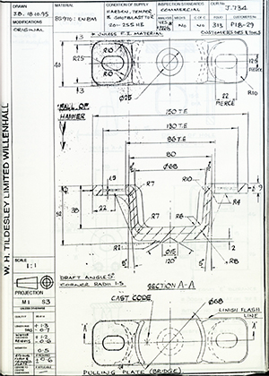 Armstrong Stevens & Son P18-29 Pulling Plate (Bridge) WH Tildesley Forging Technical Drawing