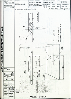 Armstrong Stevens & Son P18-7 Angle Dolly WH Tildesley Forging Technical Drawing