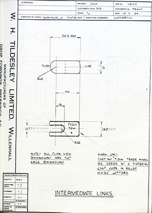 Armstrong Stevens & Son P3801 Intermediate Links WH Tildesley Forging Technical Drawing