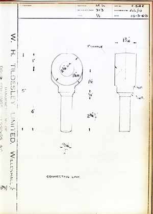 Armstrong Stevens & Son R435/110 Connecting Link WH Tildesley Forging Technical Drawing