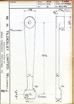 Armstrong Stevens & Son S.1403/11  WH Tildesley Forging Technical Drawing