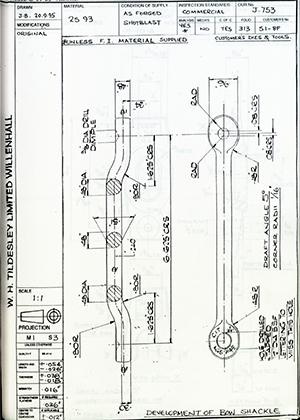 Armstrong Stevens & Son S1-8F Development of Bow Shackle WH Tildesley Forging Technical Drawing