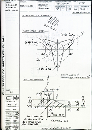 Armstrong Stevens & Son S45-1 Triple Element Clamp WH Tildesley Forging Technical Drawing