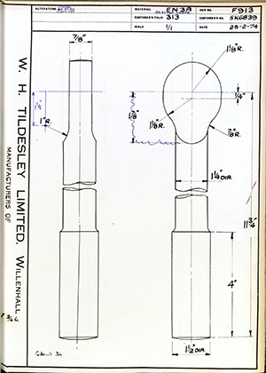 Armstrong Stevens & Son SK6839  WH Tildesley Forging Technical Drawing