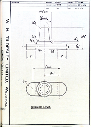 Armstrong Stevens & Son SSM2131/2 Rigger Link WH Tildesley Forging Technical Drawing