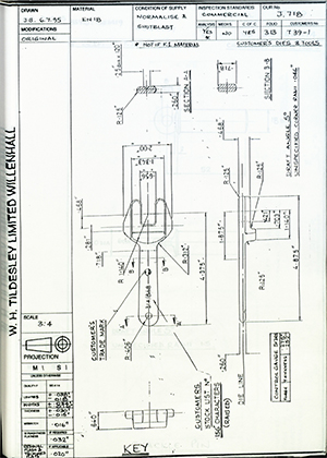 Armstrong Stevens & Son T39-1 Key WH Tildesley Forging Technical Drawing