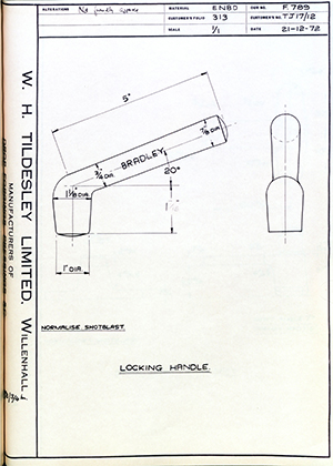 Armstrong Stevens & Son TJ17/12 Locking Handle WH Tildesley Forging Technical Drawing