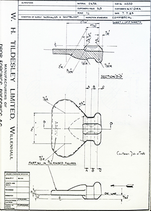 Armstrong Stevens & Son V104A Forging for Swivel Forging WH Tildesley Forging Technical Drawing