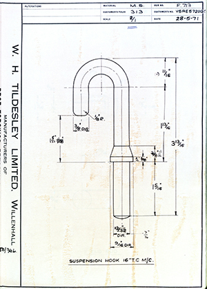 Armstrong Stevens & Son V5AE572012C Suspension Hook 16