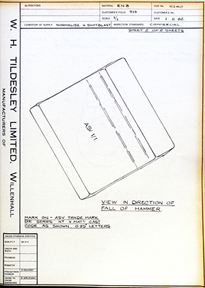 Armstrong Stevens & Son   WH Tildesley Forging Technical Drawing