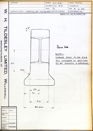 Armstrong Stevens & Son   WH Tildesley Forging Technical Drawing