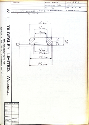 Armstrong Stevens & Son   WH Tildesley Forging Technical Drawing