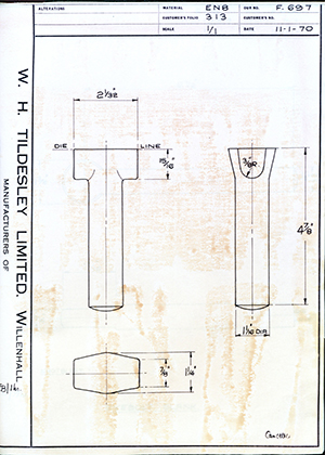 Armstrong Stevens & Son   WH Tildesley Forging Technical Drawing