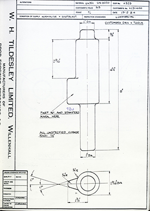 Armstrong Stevens & Son X191400  WH Tildesley Forging Technical Drawing