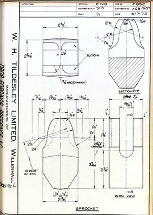 Armstrong Stevens & Son XGB17437 Sprocket WH Tildesley Forging Technical Drawing