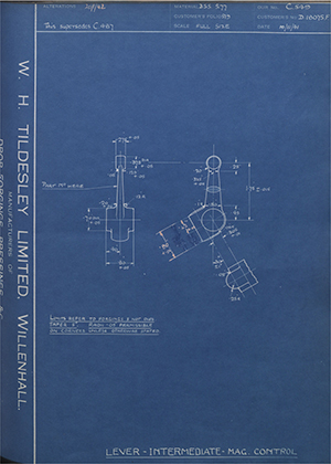 Atkinson Agricultural Appliances LTD D18075F Lever - Intermediate Mag Control WH Tildesley Forging Technical Drawing