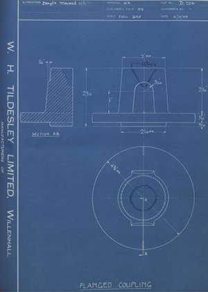 Atkinson Agricultural Appliances LTD  Flanged Coupling WH Tildesley Forging Technical Drawing