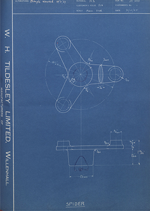 Atkinson Agricultural Appliances LTD  Spider WH Tildesley Forging Technical Drawing