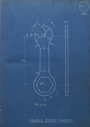 Autocarriers (1911) Ltd aka A.C Cars 227 Double Ended Spanner WH Tildesley Forging Technical Drawing