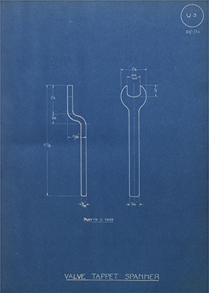 Autocarriers (1911) Ltd aka A.C Cars 4889 Valve Tappet Spanner WH Tildesley Forging Technical Drawing