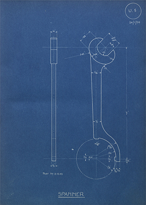 Autocarriers (1911) Ltd aka A.C Cars 5243 Spanner WH Tildesley Forging Technical Drawing