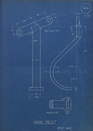 Autocarriers (1911) Ltd aka A.C Cars  Hood Rest (Near Side) WH Tildesley Forging Technical Drawing