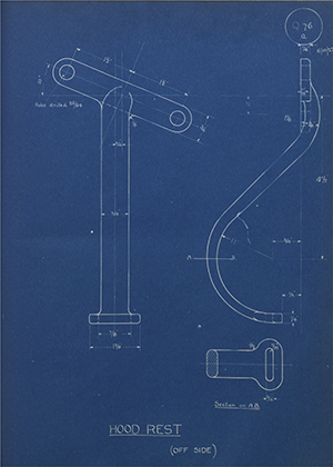 Autocarriers (1911) Ltd aka A.C Cars  Hood Rest (Off Side) WH Tildesley Forging Technical Drawing