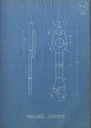 Autocarriers (1911) Ltd aka A.C Cars  Pressed Spanner WH Tildesley Forging Technical Drawing