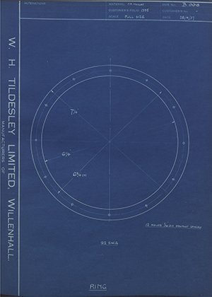 Barrowfield Leather Co  Ring WH Tildesley Forging Technical Drawing