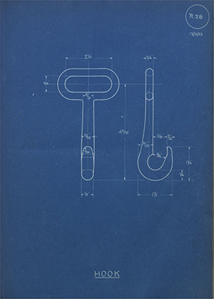 Barton & Sons Hook WH Tildesley Forging Technical Drawing