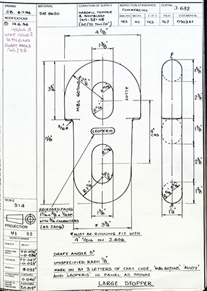 Barzillai Hingley & Sons LTD 0903A1 Large Stopper WH Tildesley Forging Technical Drawing