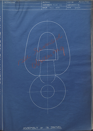 Barzillai Hingley & Sons LTD  Assembly of 1 1/8 Swivel WH Tildesley Forging Technical Drawing