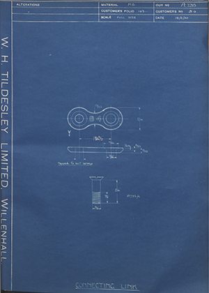 Barzillai Hingley & Sons LTD B4 Connecting Link WH Tildesley Forging Technical Drawing