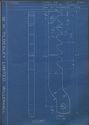 Barzillai Hingley & Sons LTD  Ratchet WH Tildesley Forging Technical Drawing