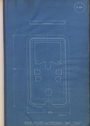 Base Plate for Pressed Rat Trap WH Tildesley Forging Technical Drawing