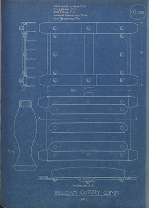 Belgian Curry Comb WH Tildesley Forging Technical Drawing