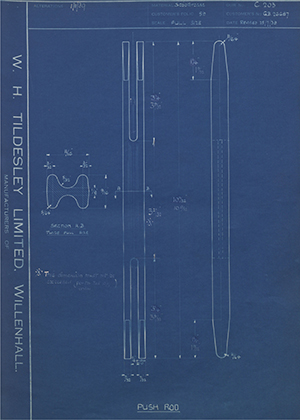 Bendix Limited GB26687 Push Rod WH Tildesley Forging Technical Drawing