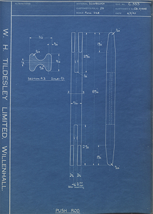 Bendix Limited GB27595 Push Rod WH Tildesley Forging Technical Drawing